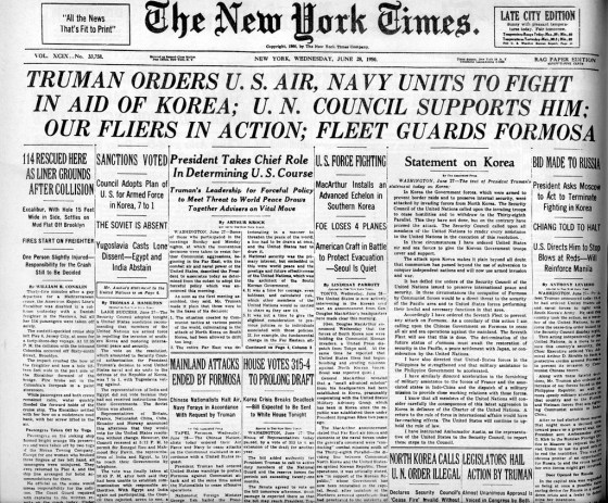 Korean War headlines